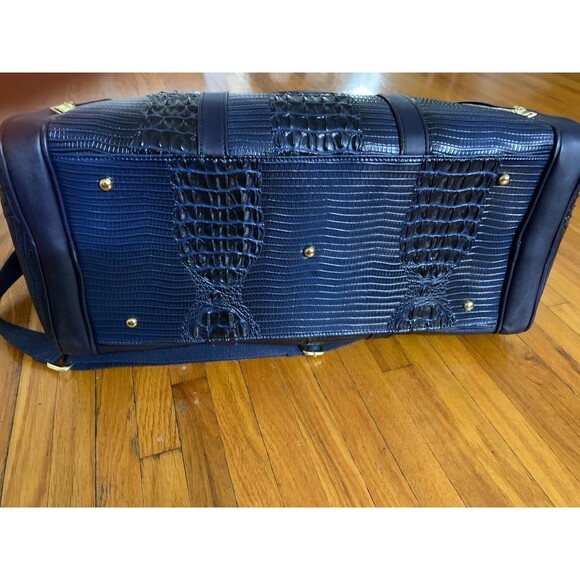 Brand New Crocodile skin pattern duffel bag in sapphire blue/gold - Picture 5 of 7
